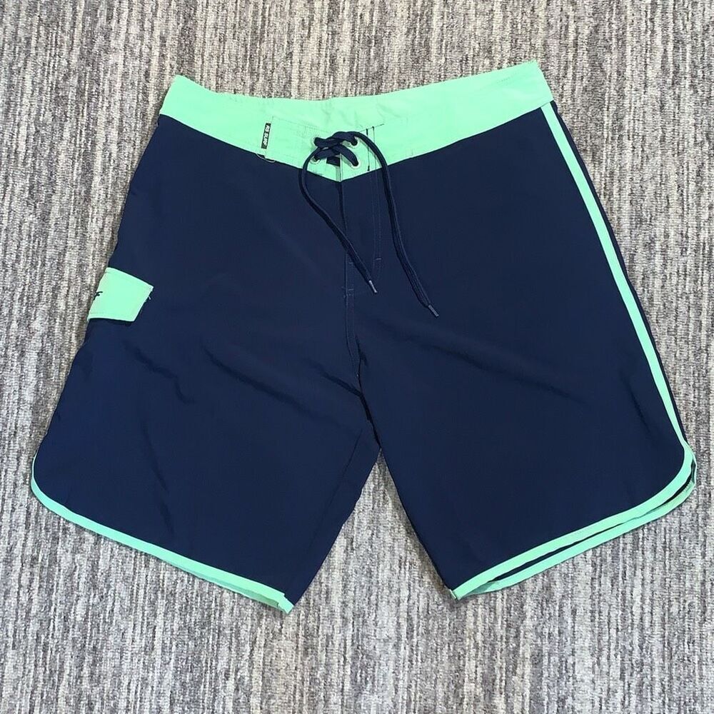 RS Surf Men's Size 34 Light and Dark Blue Board Shorts Tie Bathing Suit Swimwear